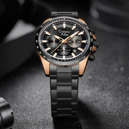 CA-8891 Multifunction Analog Watch - Black Rose Gold