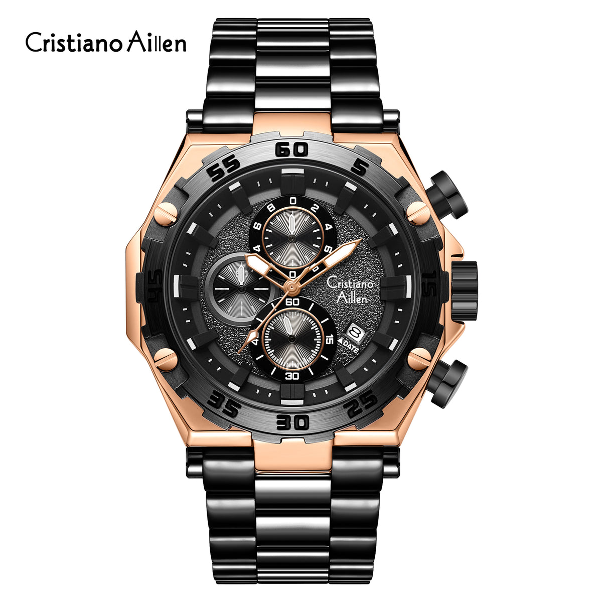 CA-9840 Chronograph Watch - Rose Gold Black