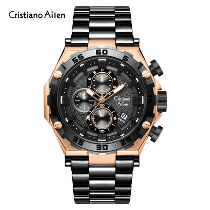 CA-9840 Chronograph Watch - Rose Gold Black