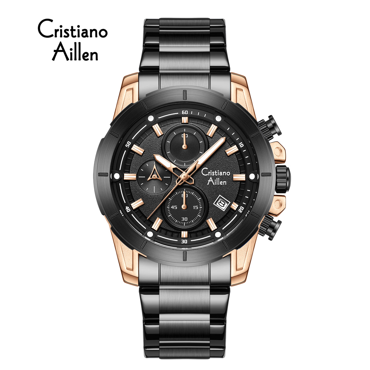 CA-8893 Multifunction Chronograph Watch - Black Rose Gold