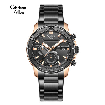 CA-8900 Chronograph Watch - Black Rose Gold