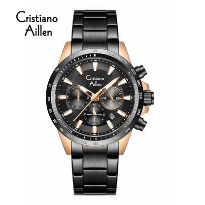CA-8891 Multifunction Analog Watch - Black Rose Gold