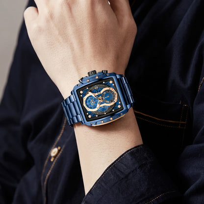 CA-8916 Chronograph Watch - Blue Rose Gold