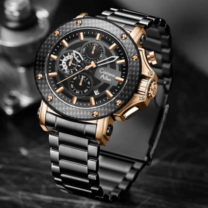 CA-9842 Chronograph Watch - Black Rose Gold