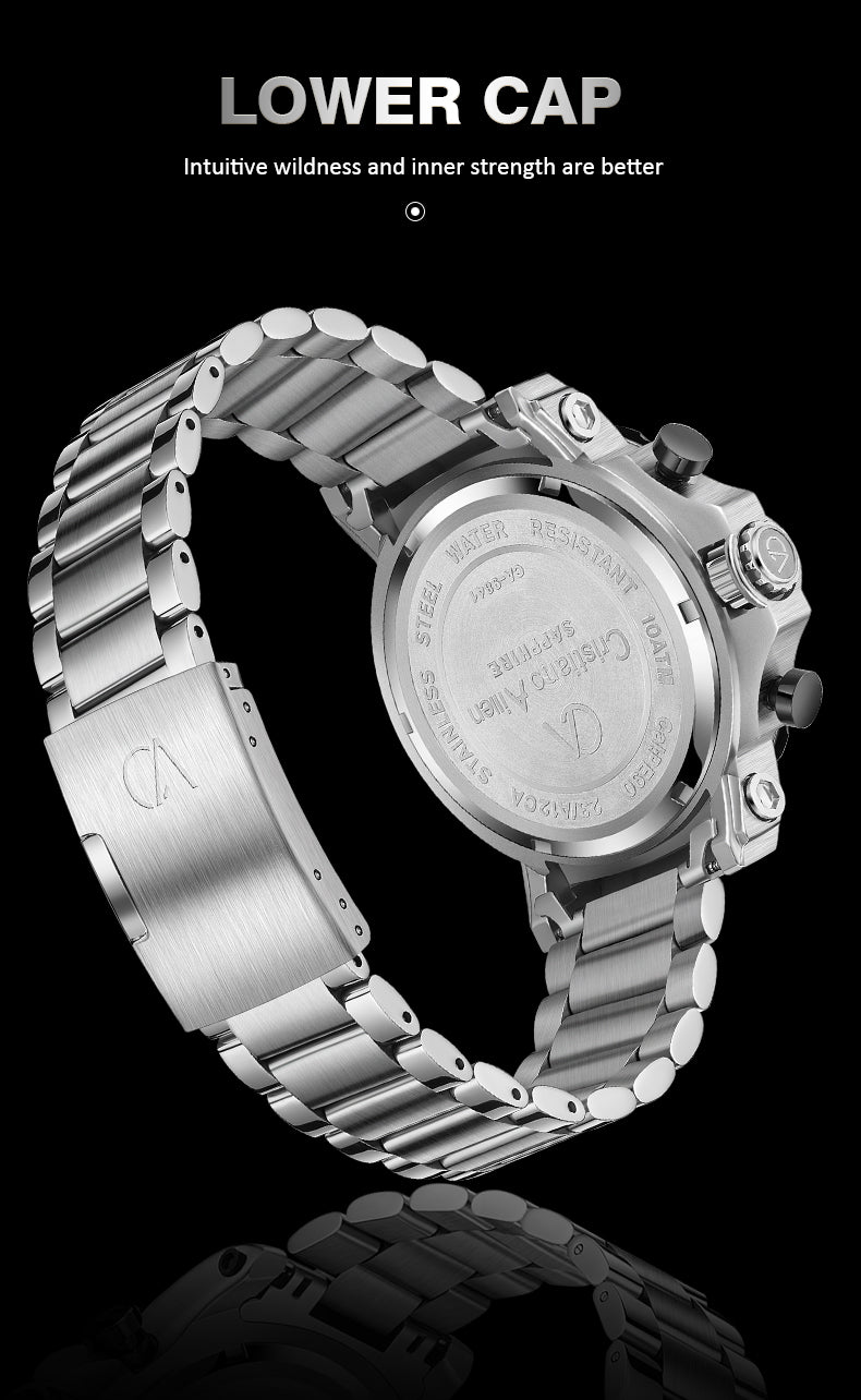 CA-9840 Chronograph Watch - Silver Black