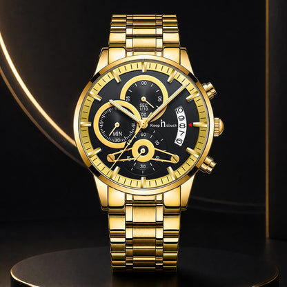 KnT-1025 Moonphase Chronograph Watch - Black Gold