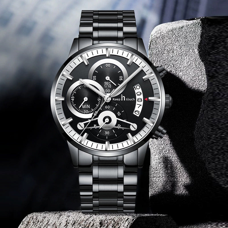 KnT-1025 Moonphase Chronograph Watch - Black-Blue - Black-Blue