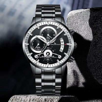 KnT-1025 Moonphase Chronograph Watch - Black-Blue