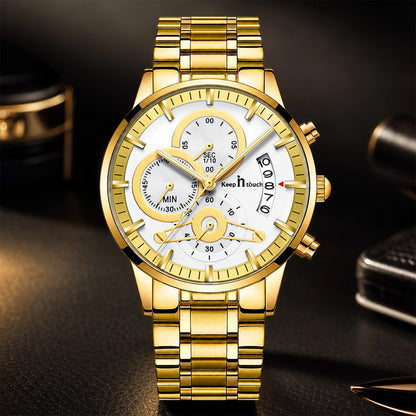 KnT-1025 Moonphase Chronograph Watch - Gold White