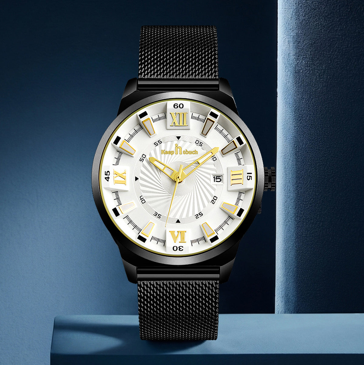 KnT-6615 Analog Watch - Black Silver