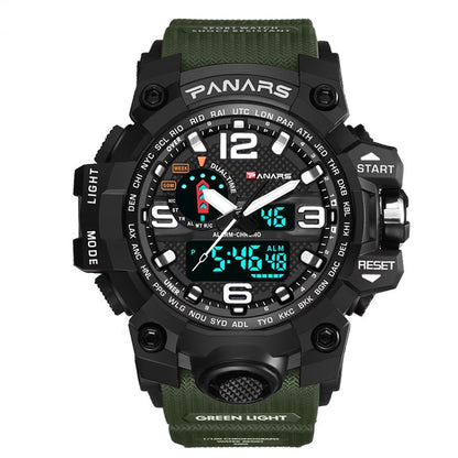 PANARS PNRS-8202 Green dual time sports watch for men - front view
