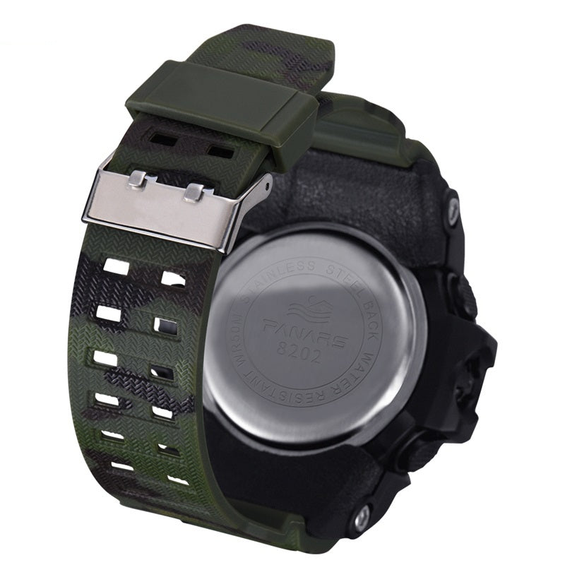 PANARS PNRS-8202 Dark Camo Green dual time sports watch for men - sports watch detail