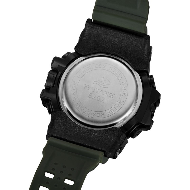 PANARS PNRS-8202 Green dual time sports watch for men - sports watch detail