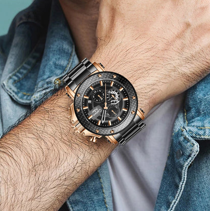 CA-9842 Chronograph Watch - Black Rose Gold
