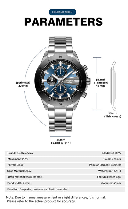 CA-8897 Chronograph Watch - Silver Blue