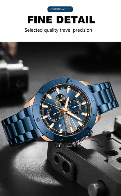 CA-8897 Chronograph Watch - Blue Rose Gold