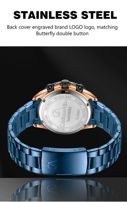 CA-8897 Chronograph Watch - Blue Rose Gold