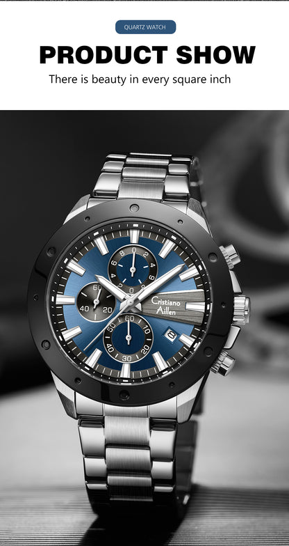 CA-8897 Chronograph Watch - Silver Blue