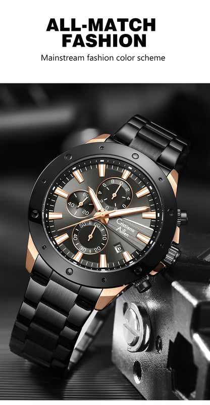 CA-8897 Chronograph Watch - Black Rose Gold