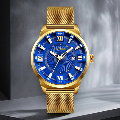 KnT-6615 Analog Watch - Gold Blue