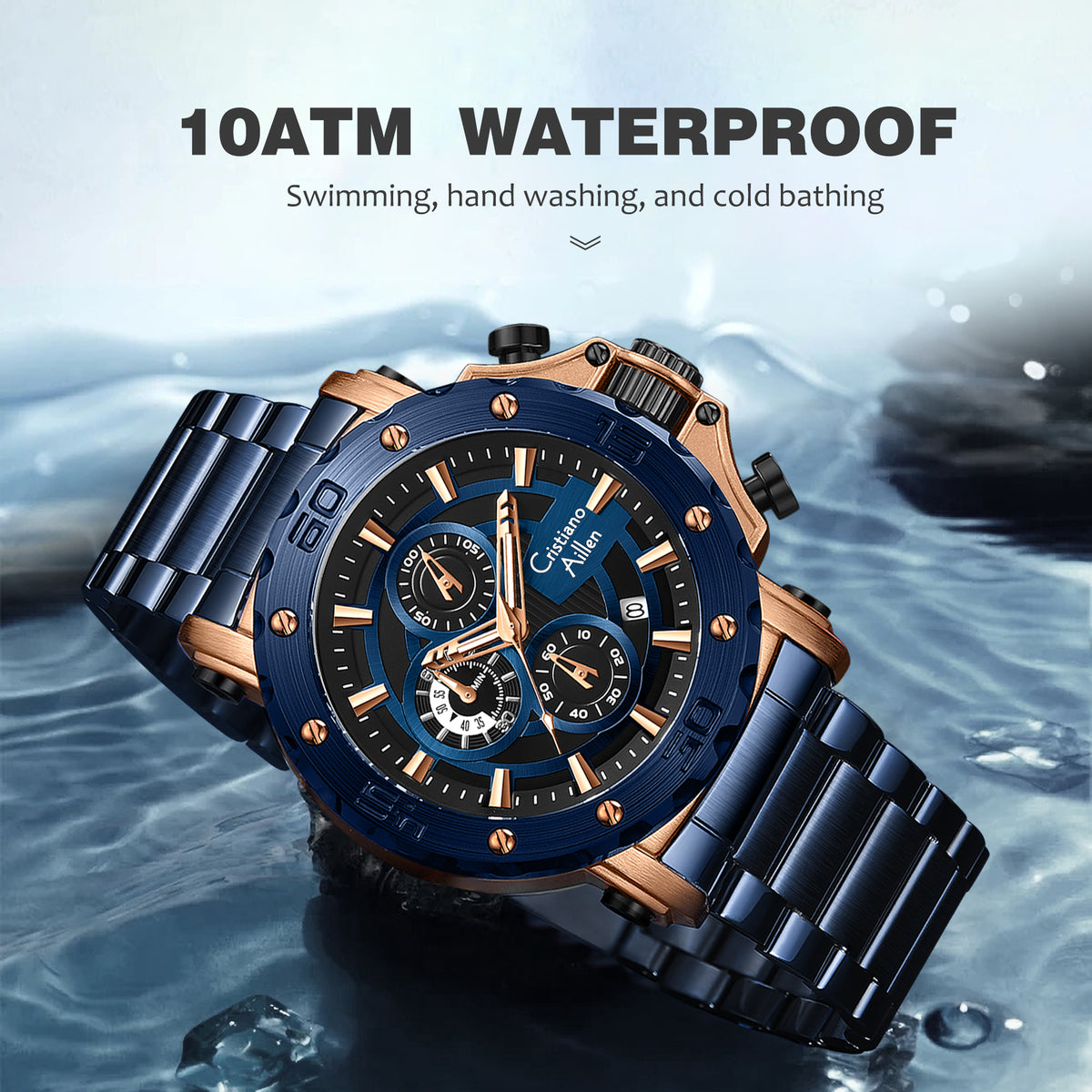 CA-9841 Chronograph Watch - Blue Rose Gold