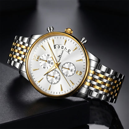 KnT-1020 Steel Chronograph Watch - Silver Gold White