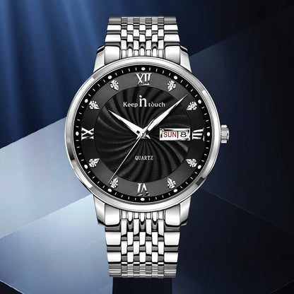 KnT-6617 Silver Black Watch - Silver Black