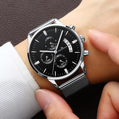 KnT-1024 Mesh Classic Watch - Silver Black