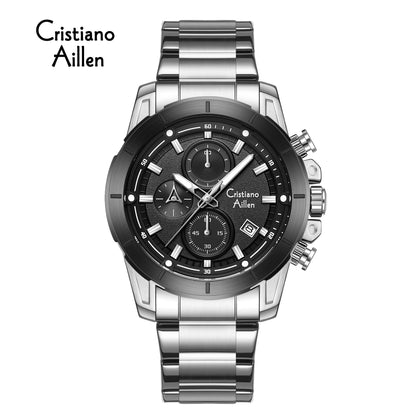 CA-8893 Multifunction Chronograph Watch - Silver Black