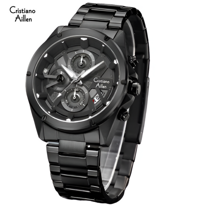 CA-8895 Metal Bracelet Chronograph Watch - Black-Blue