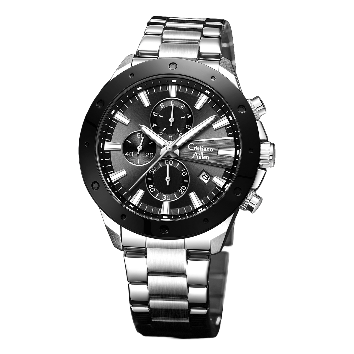 CA-8897 Chronograph Watch - Silver Black