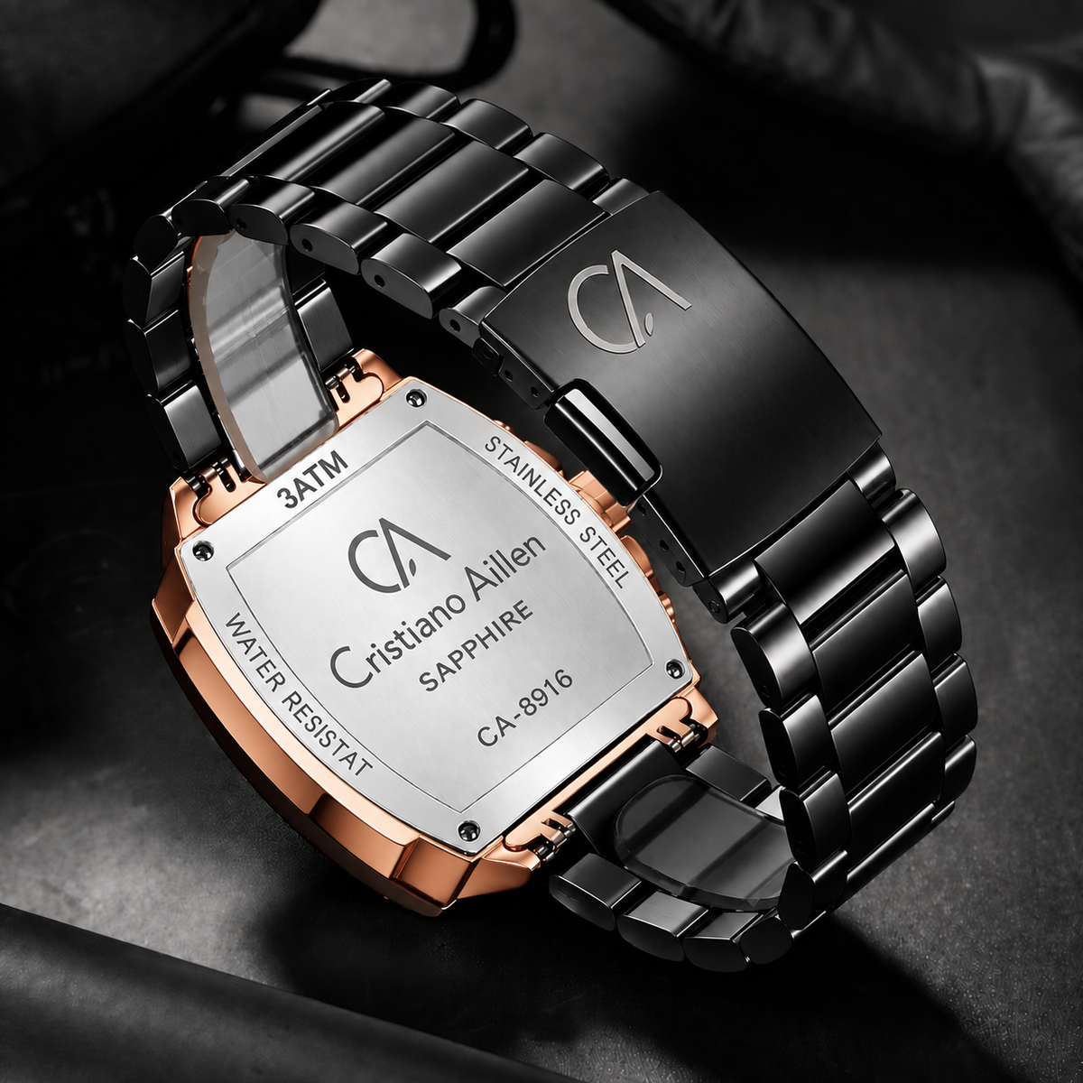 CA-8916 Chronograph Watch - Black Rose Gold