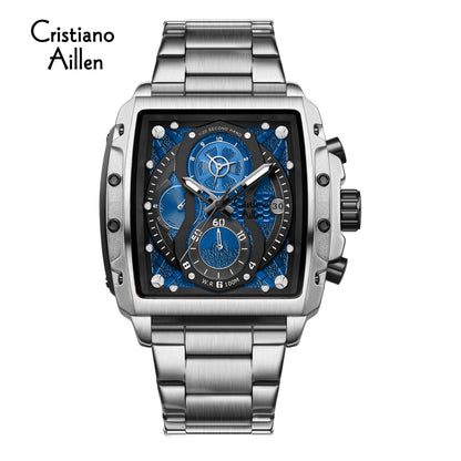 Cristiano Aillen CA-8916 silver blue chronograph watch for men