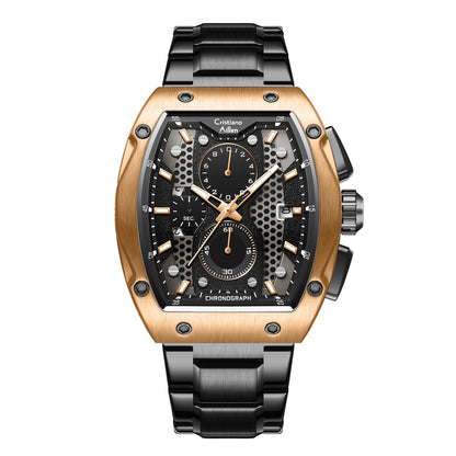 Cristiano Aillen CA-8917 black rose gold chronograph watch for men