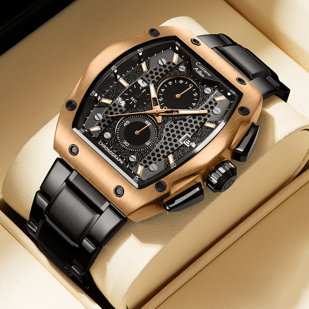 CA-8917 Chronograph Watch - Black Rose Gold - Black Rose Gold