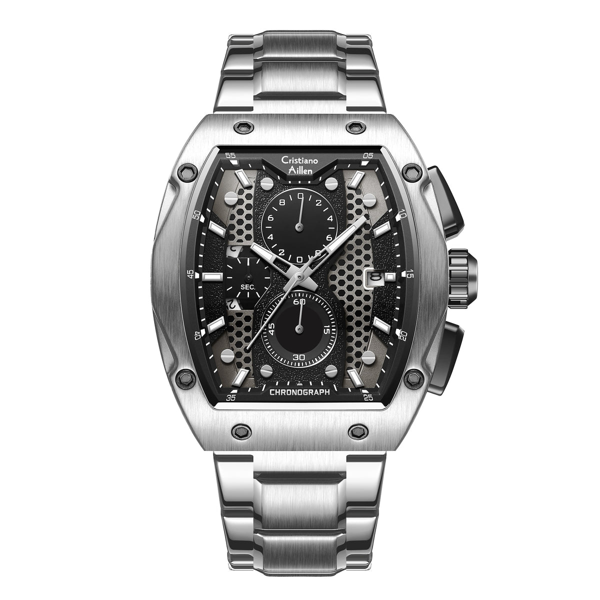 Cristiano Aillen CA-8917 silver black chronograph watch for men