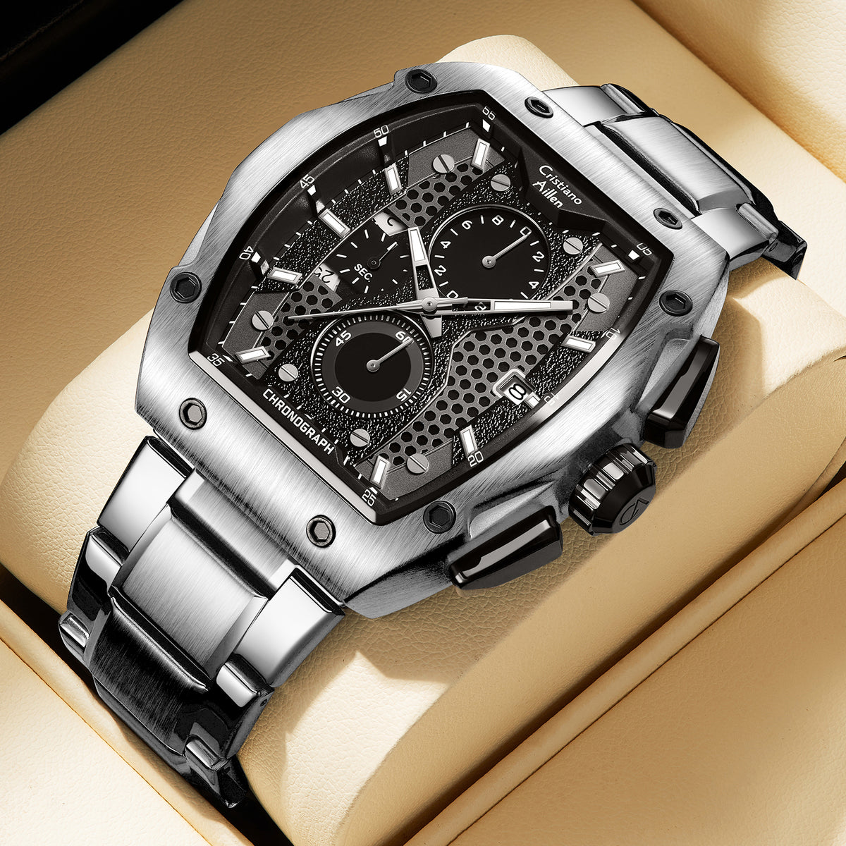 CA-8917 Chronograph Watch - Silver Black
