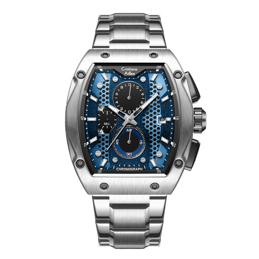 Cristiano Aillen CA-8917 silver blue chronograph watch for men