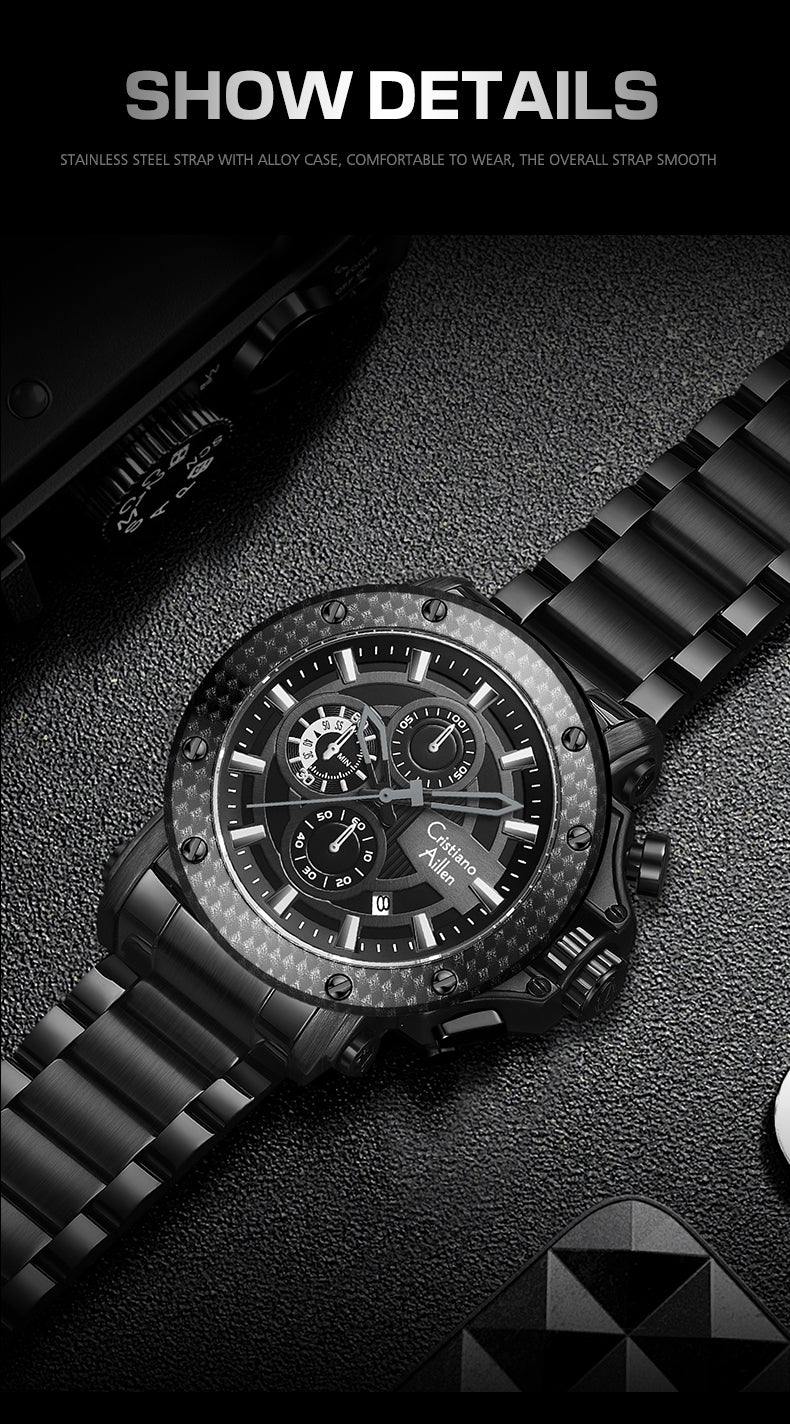 CA-9842 Chronograph Watch - Black-Blue