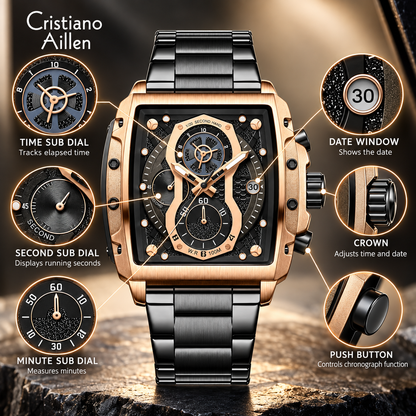 CA-8916 Chronograph Watch - Black Rose Gold