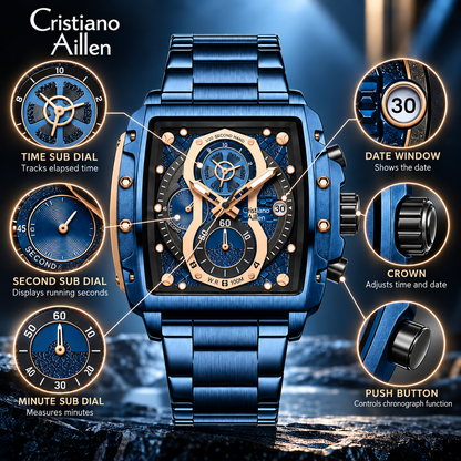 CA-8916 Chronograph Watch - Blue Rose Gold