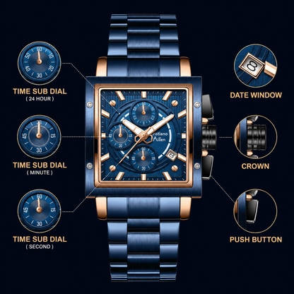 CA-9844 Chronograph Watch - Blue Rose Gold