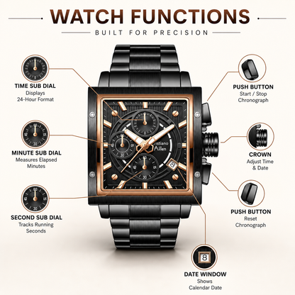 CA-9844 Chronograph Watch - Black Rose Gold