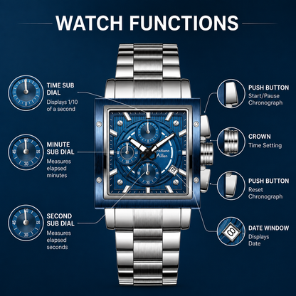 CA-9844 Chronograph Watch - Silver Blue