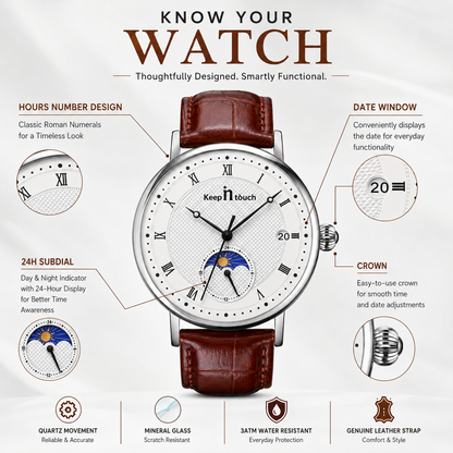 KnT-6620 Black Chronograph Watch - Brown Silver