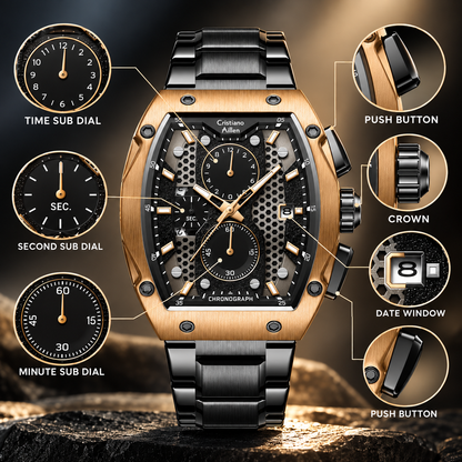 CA-8917 Chronograph Watch - Black Rose Gold