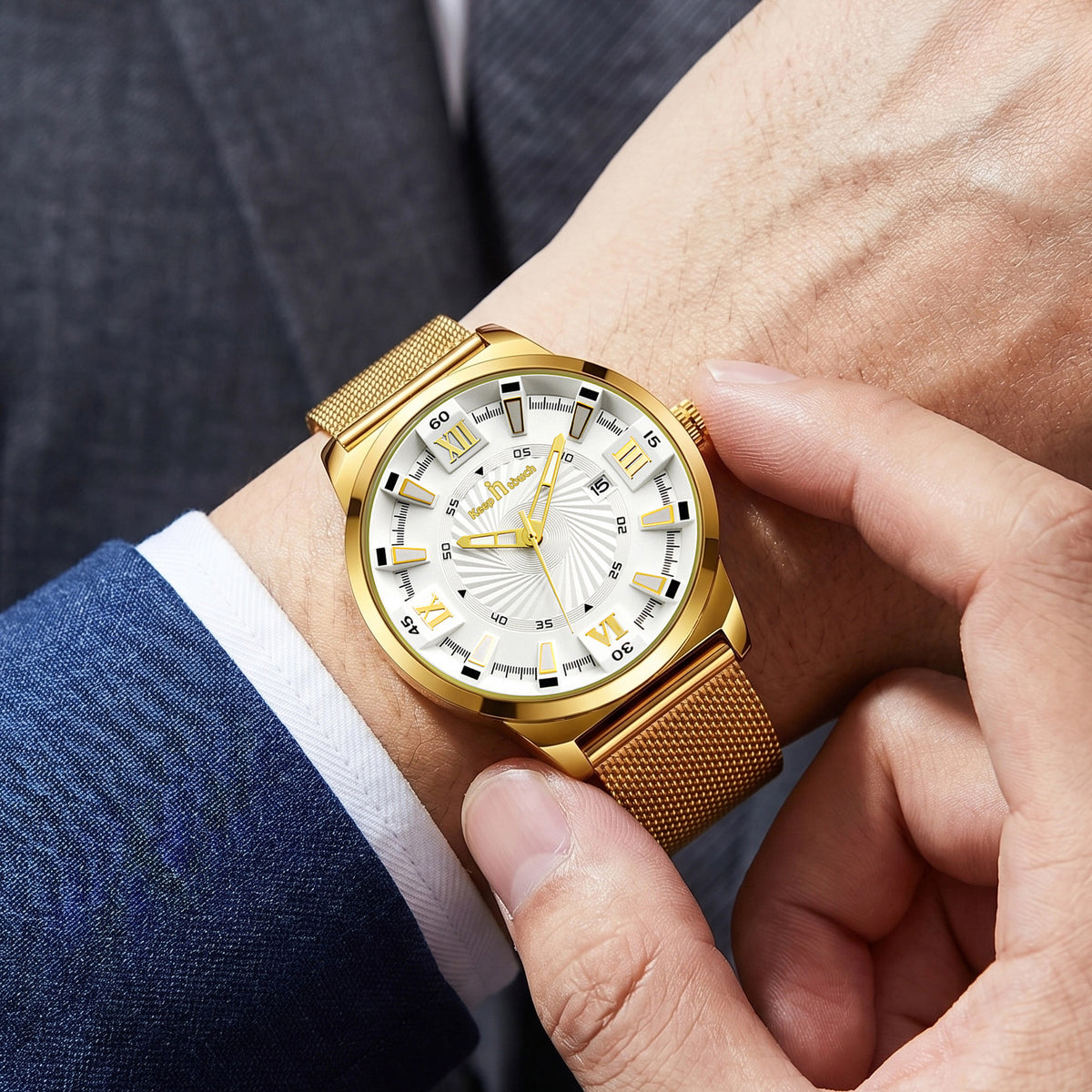 KnT-6615 Analog Watch - Gold Silver