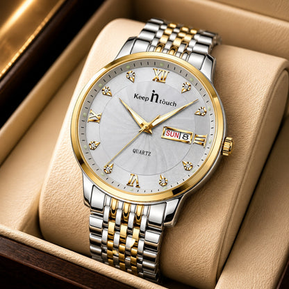 KnT-6617 Silver Black Watch - Silver Gold White