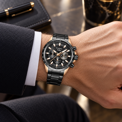 CA-8891 Multifunction Analog Watch - Black Rose Gold