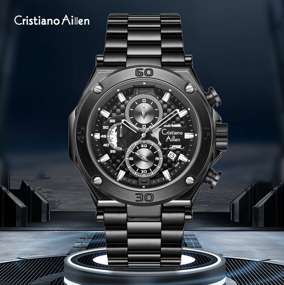 CA-9839 Chronograph Watch - Black-Blue